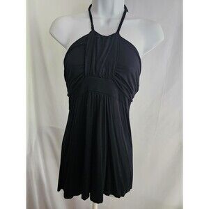 Design History Black Halter Swim Dress Cover Up Ruched Stretch Womens Medium